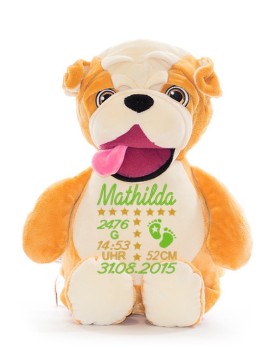 Stofftier Hund bestickt mit Namen
